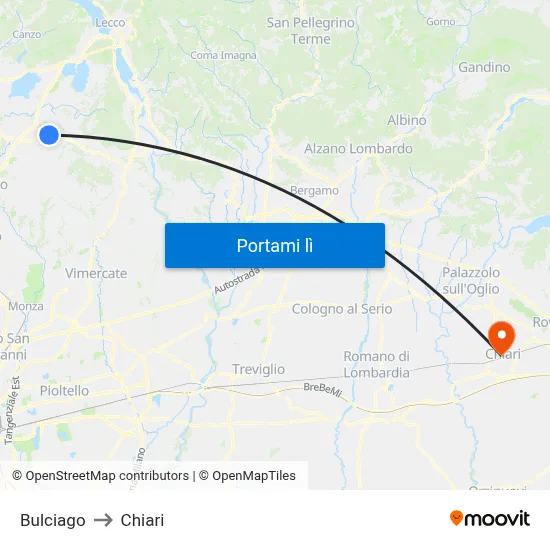 Bulciago to Chiari map