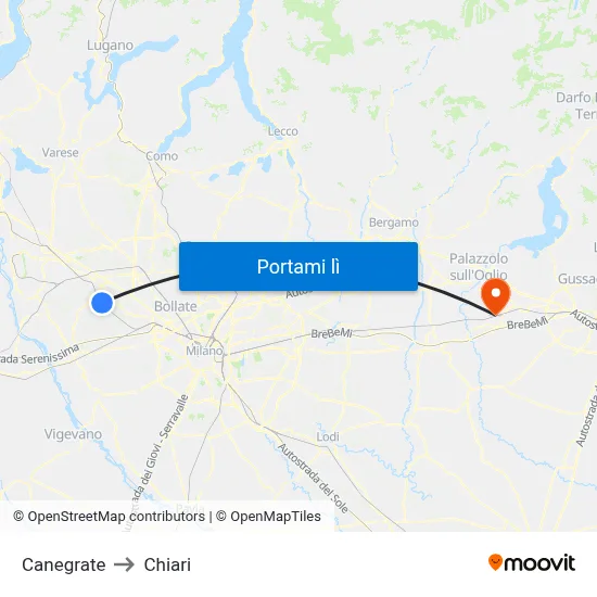 Canegrate to Chiari map