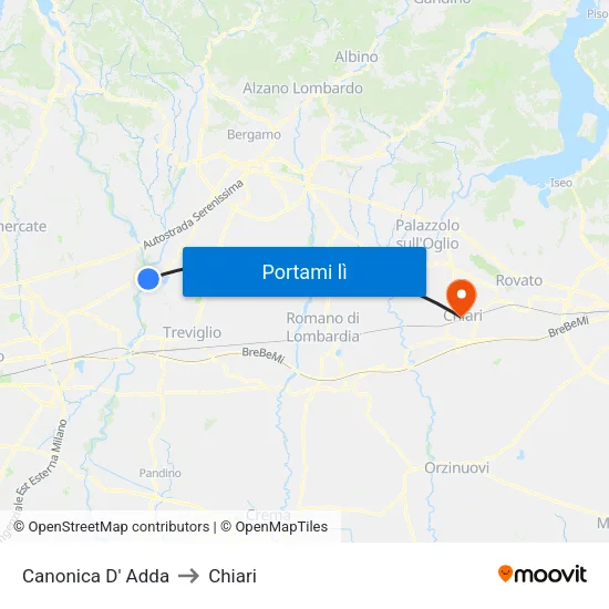 Canonica D' Adda to Chiari map