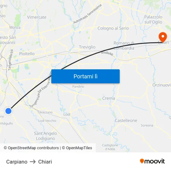 Carpiano to Chiari map