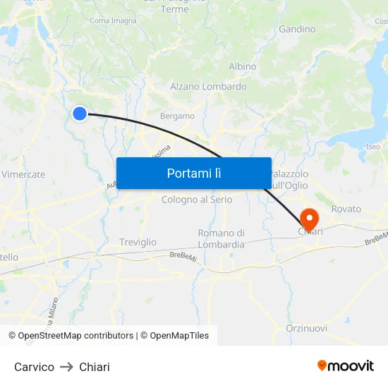 Carvico to Chiari map