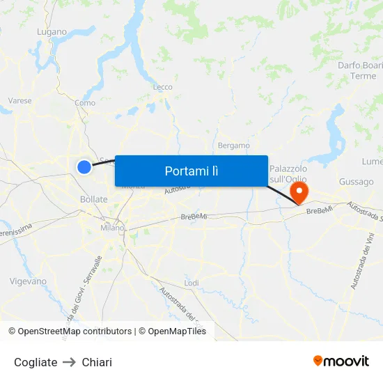 Cogliate to Chiari map