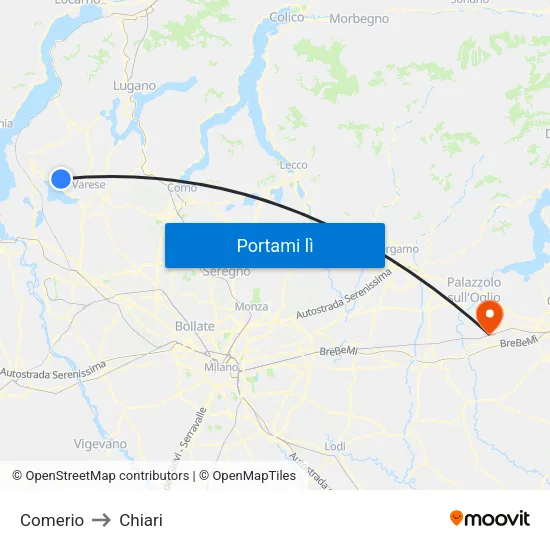 Comerio to Chiari map