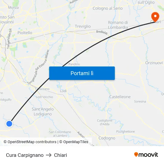 Cura Carpignano to Chiari map