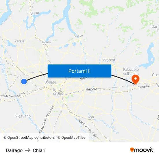 Dairago to Chiari map