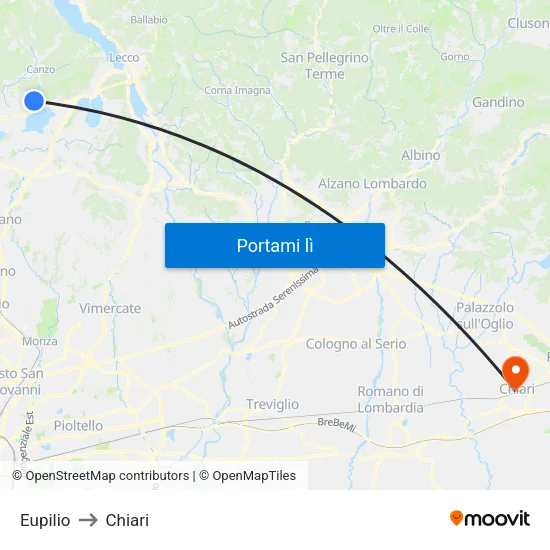 Eupilio to Chiari map