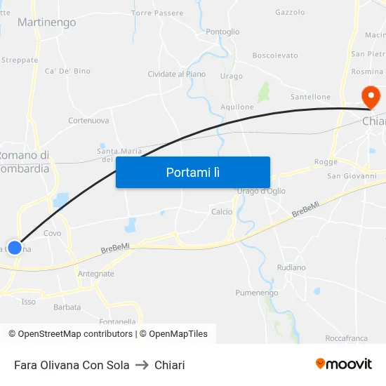Fara Olivana Con Sola to Chiari map