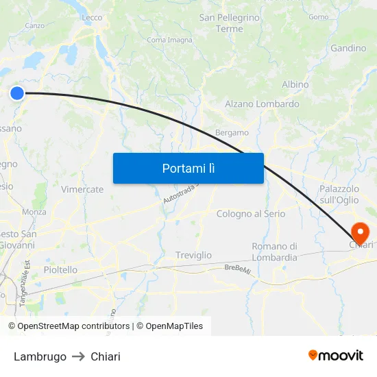 Lambrugo to Chiari map