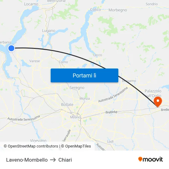 Laveno-Mombello to Chiari map