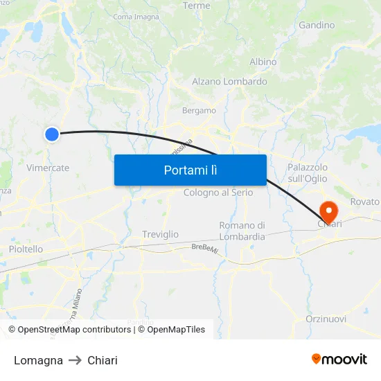 Lomagna to Chiari map