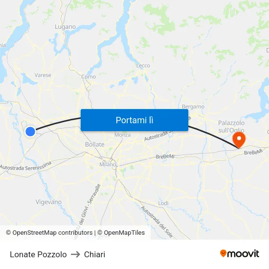 Lonate Pozzolo to Chiari map