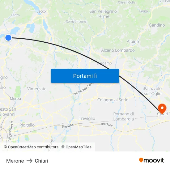 Merone to Chiari map