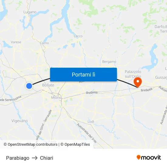 Parabiago to Chiari map