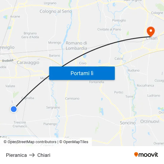 Pieranica to Chiari map