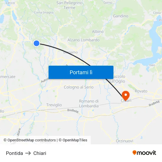 Pontida to Chiari map