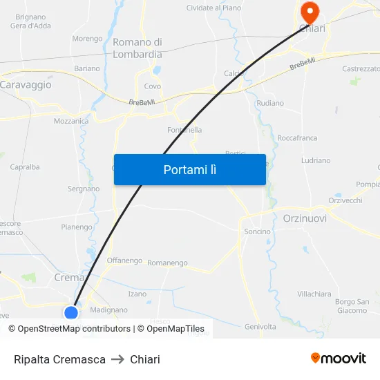 Ripalta Cremasca to Chiari map
