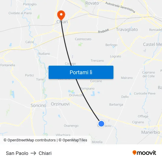 San Paolo to Chiari map