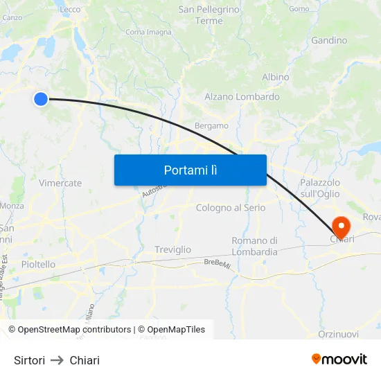 Sirtori to Chiari map