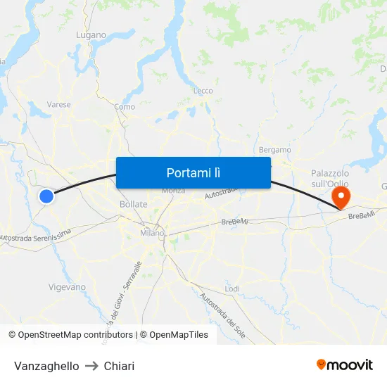 Vanzaghello to Chiari map