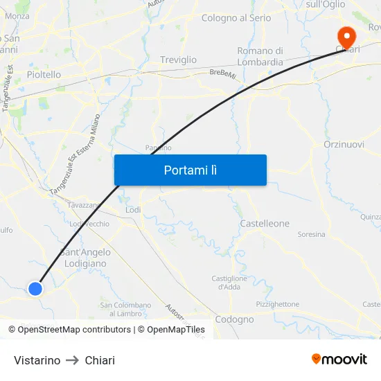 Vistarino to Chiari map