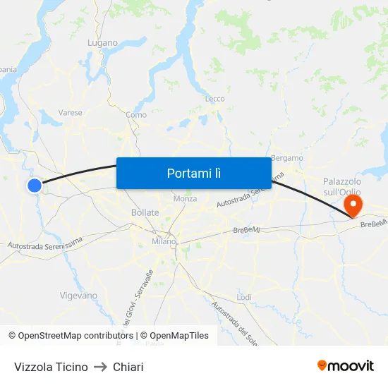 Vizzola Ticino to Chiari map