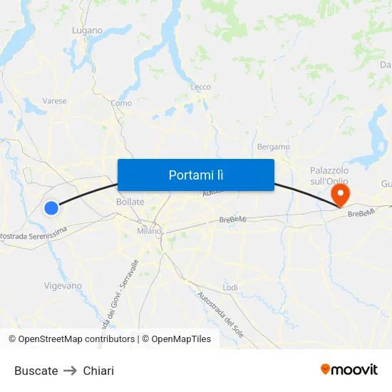 Buscate to Chiari map