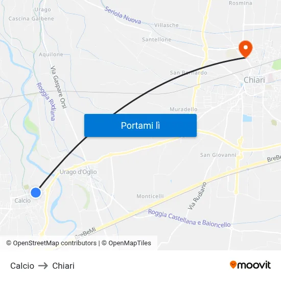 Calcio to Chiari map