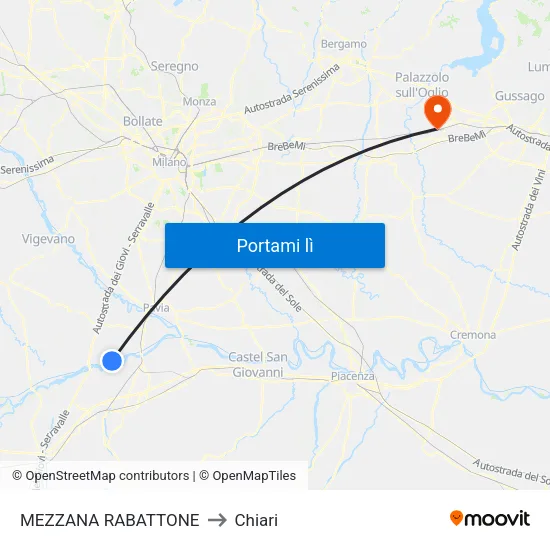MEZZANA RABATTONE to Chiari map
