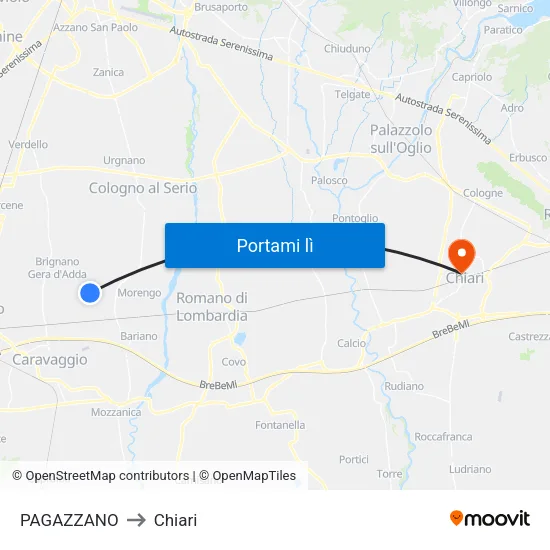 PAGAZZANO to Chiari map
