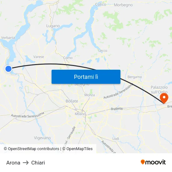 Arona to Chiari map