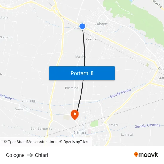 Cologne to Chiari map