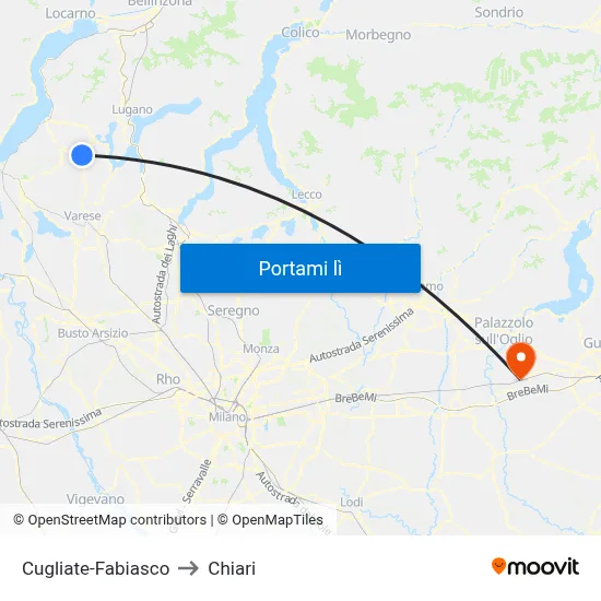 Cugliate-Fabiasco to Chiari map