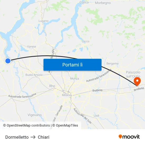 Dormelletto to Chiari map