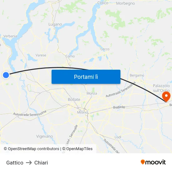 Gattico to Chiari map