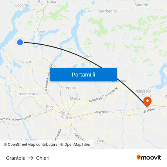 Grantola to Chiari map