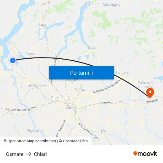 Osmate to Chiari map