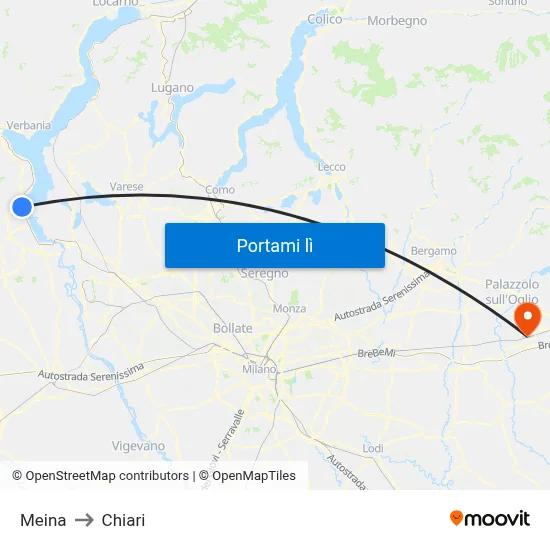 Meina to Chiari map