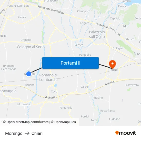 Morengo to Chiari map