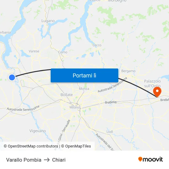 Varallo Pombia to Chiari map