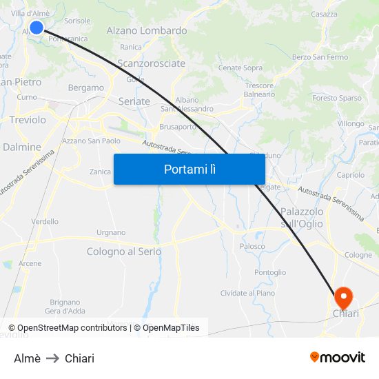 Almè to Chiari map