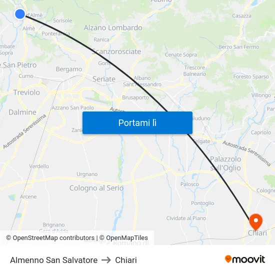 Almenno San Salvatore to Chiari map