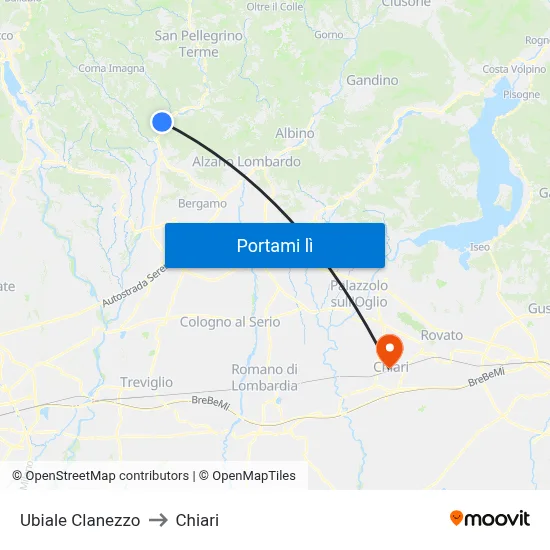 Ubiale Clanezzo to Chiari map