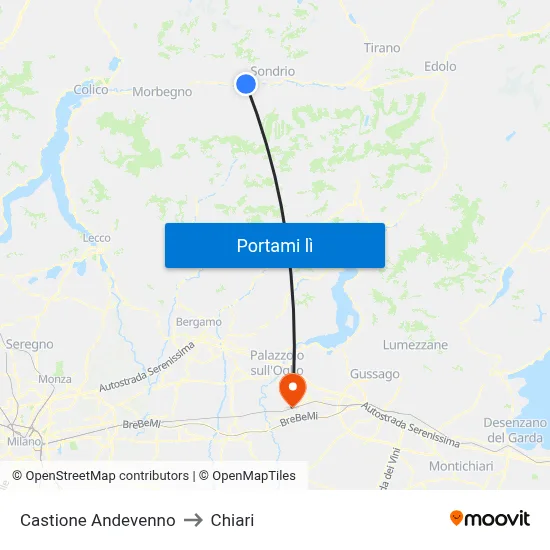 Castione Andevenno to Chiari map