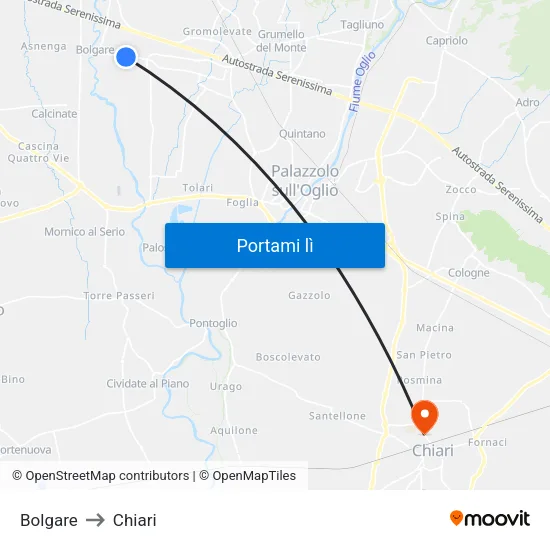 Bolgare to Chiari map