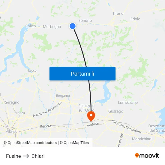 Fusine to Chiari map