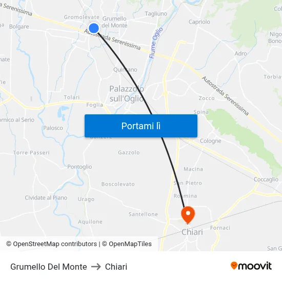 Grumello Del Monte to Chiari map