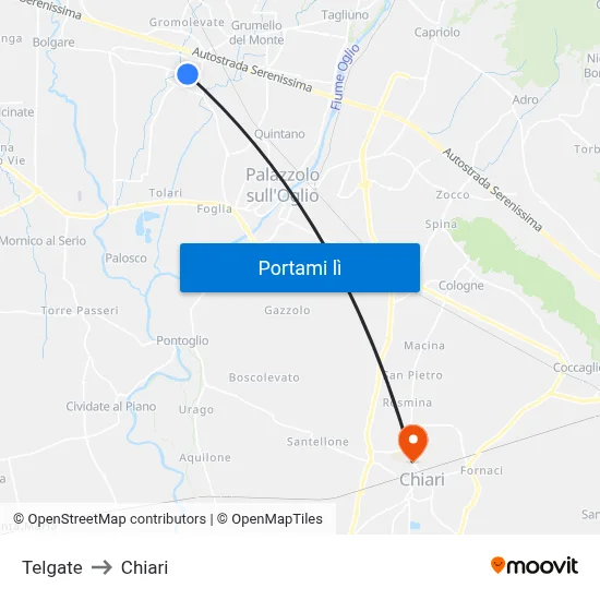 Telgate to Chiari map