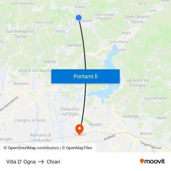 Villa D' Ogna to Chiari map