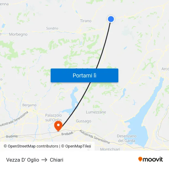 Vezza D' Oglio to Chiari map