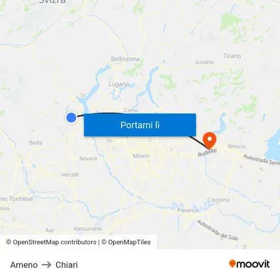 Ameno to Chiari map